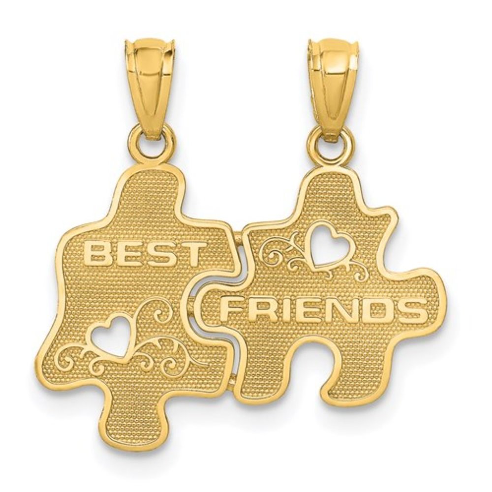 14k Yellow Gold Best Friends Break Apart Pendants small pendant with two bails